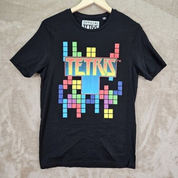 Official Tetris Retro Video Game Logo T-Shirt Men's Size M Black Short Sleeve - Picture 1 of 10